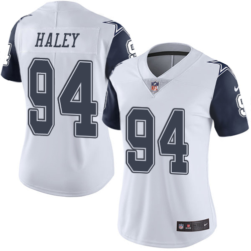 Women's Elite Charles Haley Nike Jersey White - #94 Rush NFL Dallas Cowboys